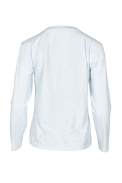 Product shot of the Mercerized Cotton Love Long Sleeve Tee in colour Green (Green), from the back