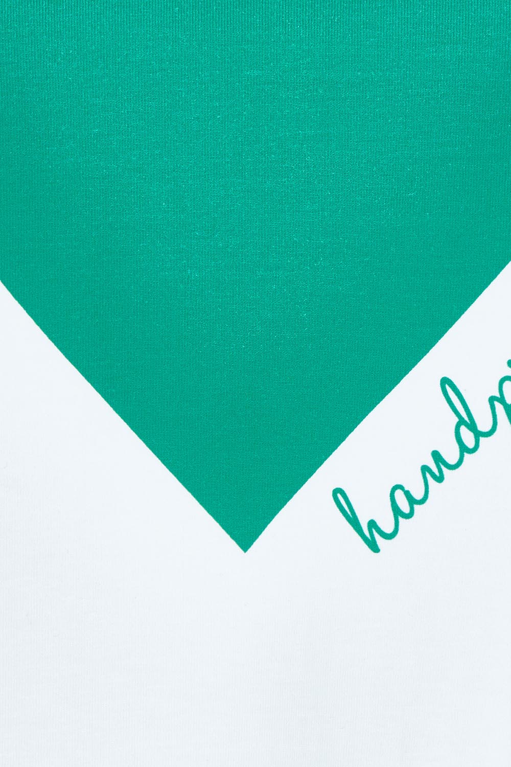 Product shot of the Mercerized Cotton Love Long Sleeve Tee in colour Green (Green), detail