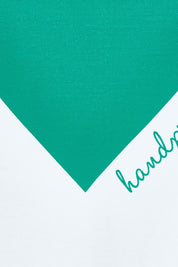 Product shot of the Mercerized Cotton Love Long Sleeve Tee in colour Green (Green), detail