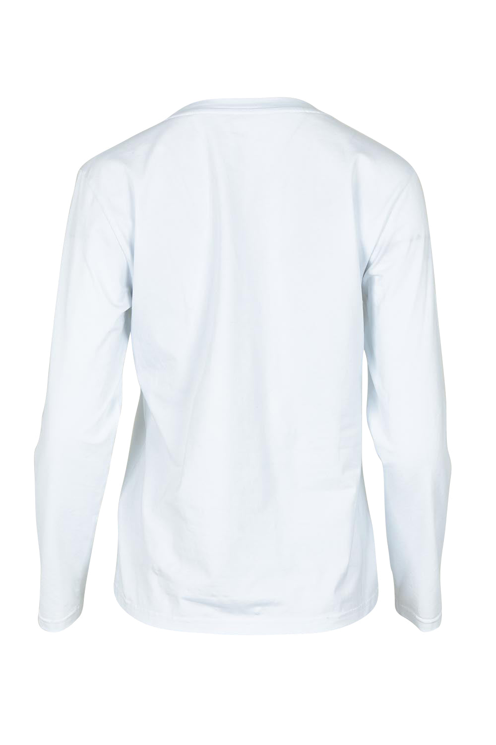 Product shot of the Mercerized Cotton Love Long Sleeve Tee in colour Red (White), from the back