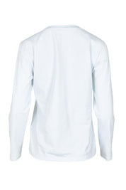 Product shot of the Mercerized Cotton Love Long Sleeve Tee in colour Red (White), from the back