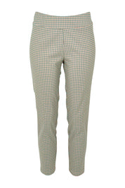 Product shot of the Pull On Check Pants in colour Mintcheck (Blue), from the front