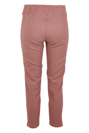 Product shot of the Pull On Check Pants in colour Redcheck (Red), from the back