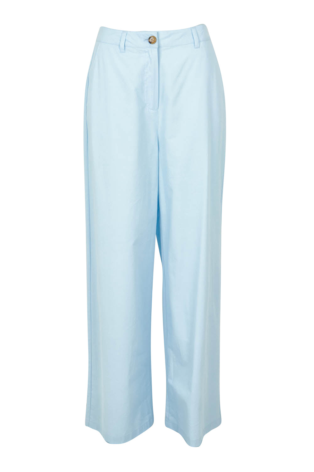 Product shot of the Straight Leg Pant in colour Coolblue (Blue), from the front