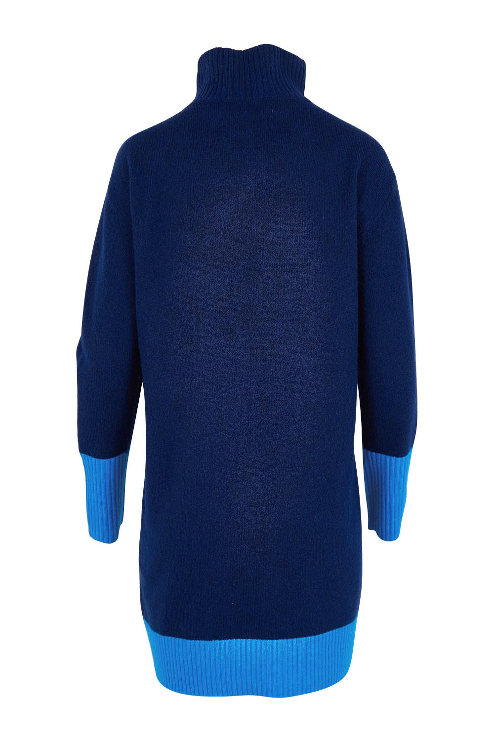 Product shot of the Two Tone Knit Dress – Blueberry in colour Blueberry, from the back