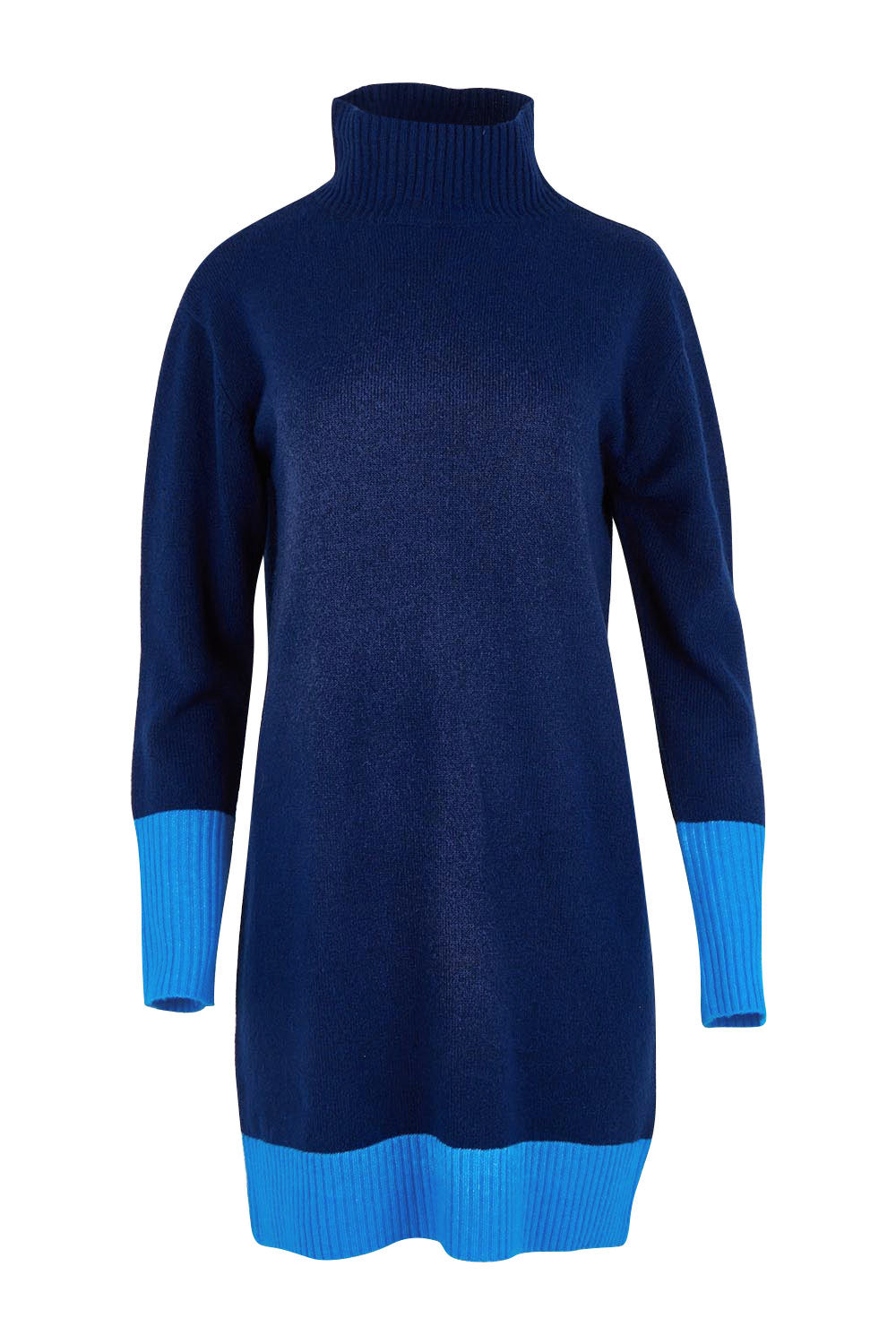 Product shot of the Two Tone Knit Dress – Blueberry in colour Blueberry, from the front