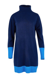 Product shot of the Two Tone Knit Dress – Blueberry in colour Blueberry, from the front