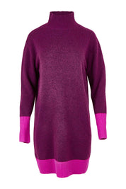 Product shot of the Two Tone Knit Dress in colour Wildberry (Pink), from the front