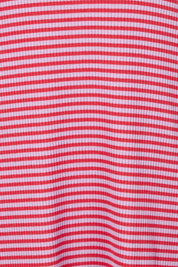 Product shot of the Cotton Long Sleeve Stripe Dress in colour Redlilac (Red), detail
