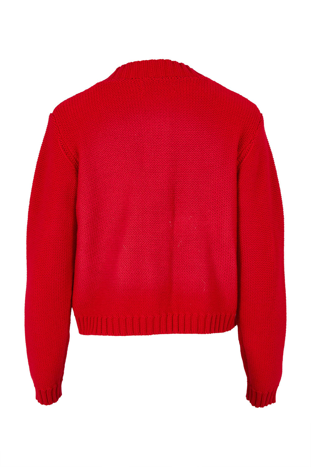Product shot of the Cotton Cardigan in colour Red (Red), from the back