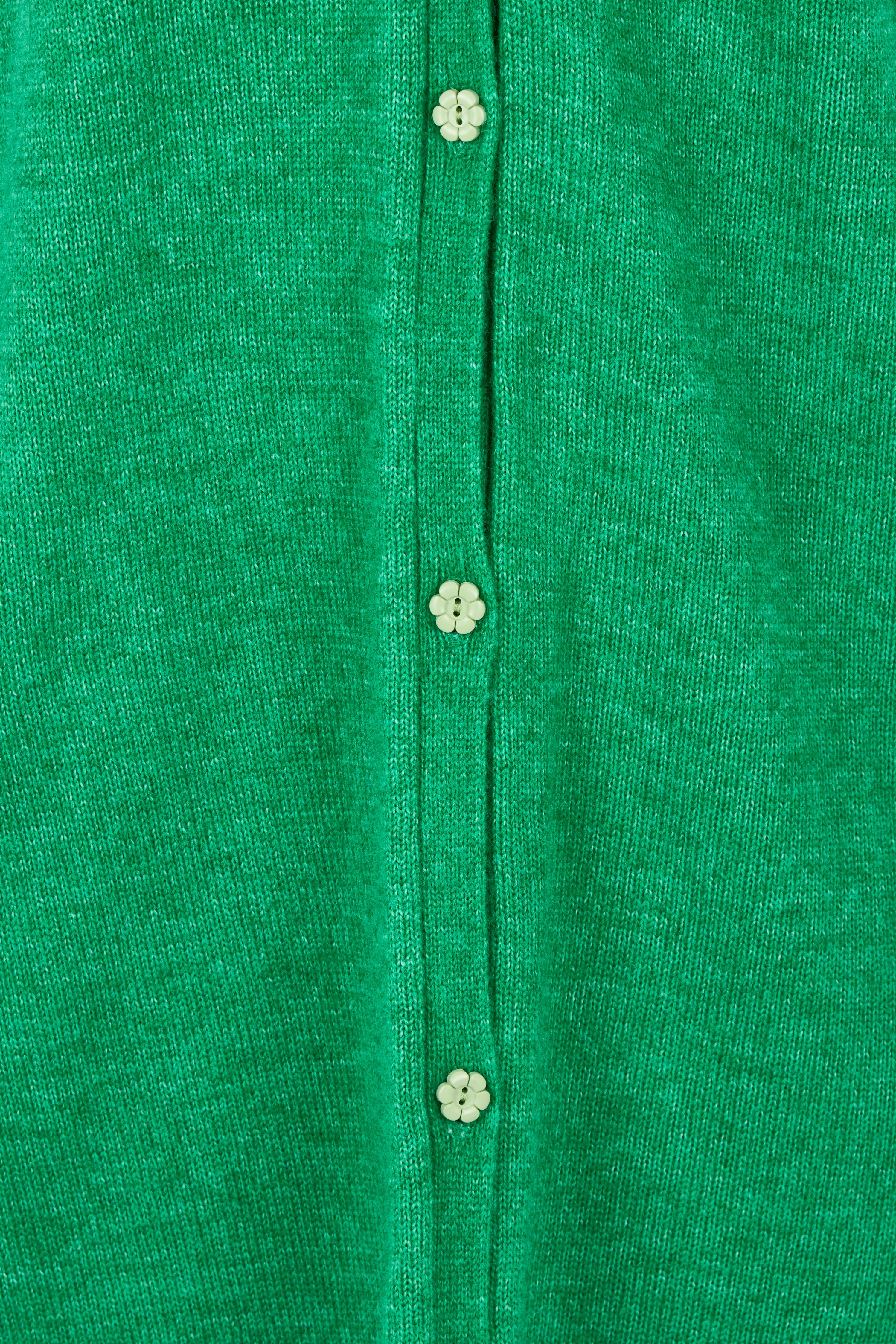 Product shot of the Long Textured Cardigan in colour Boldgreen (Green), detail