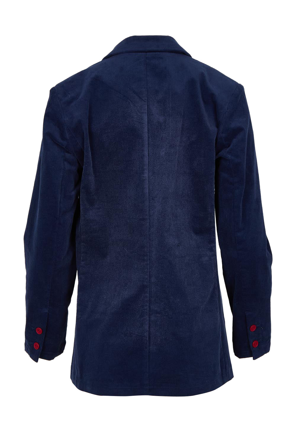 Product shot of the Corduroy Blazer in colour Dustyblue (Blue), from the back