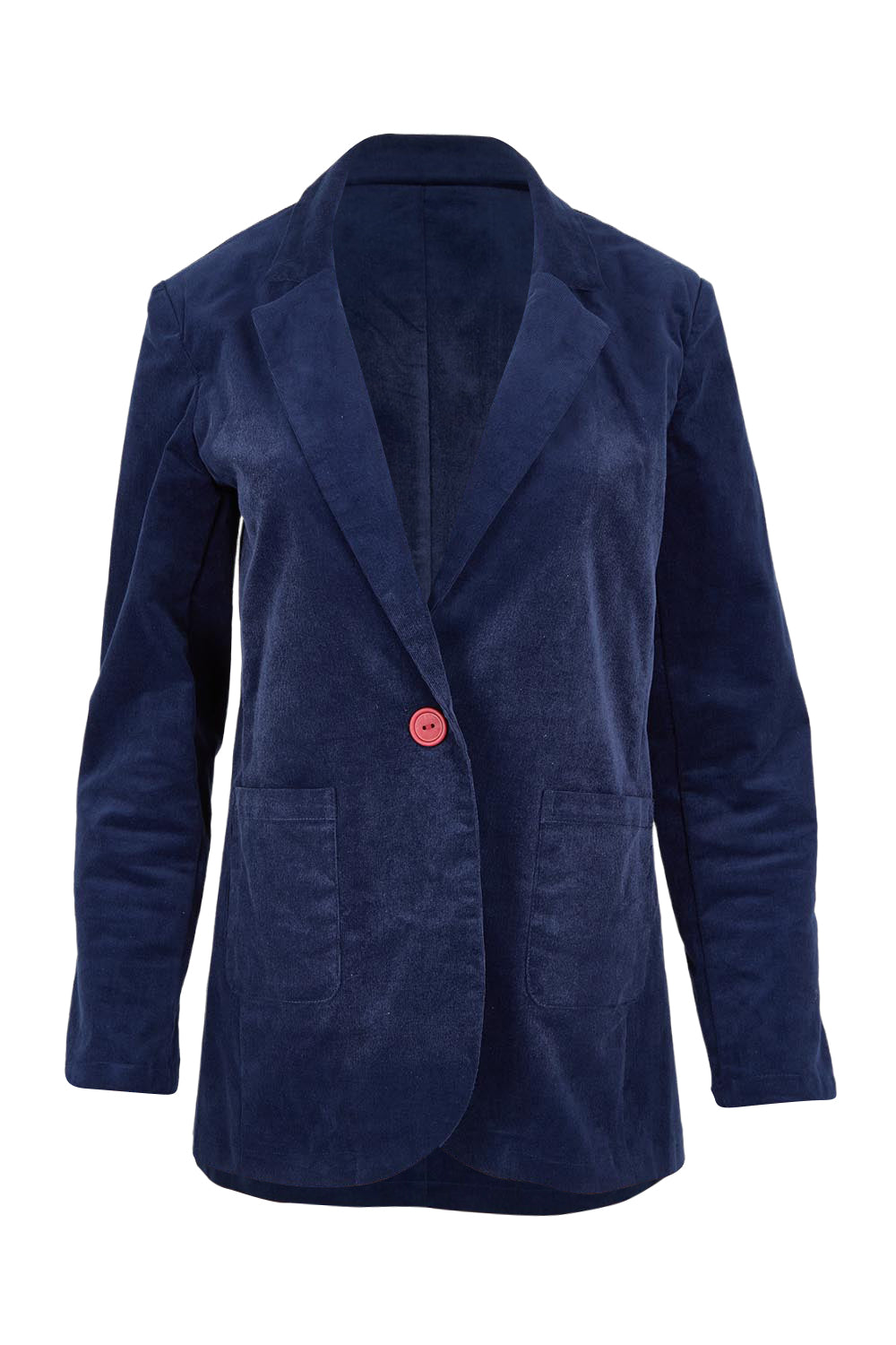 Product shot of the Corduroy Blazer in colour Dustyblue (Blue), from the front