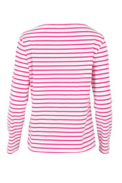 Product shot of the Cotton Stripe Long Sleeve Top in colour Whitepink (Pink), from the back