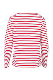Product shot of the Cotton Stripe Long Sleeve Top in colour Whitered (Red), from the back