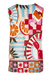 Product shot of the V Neck Tank in colour Picnic, from the back