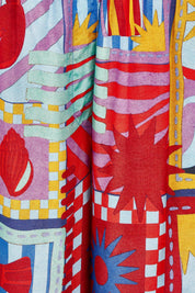 Product shot of the Straight Leg Pull On Pants in colour Lobster, detail