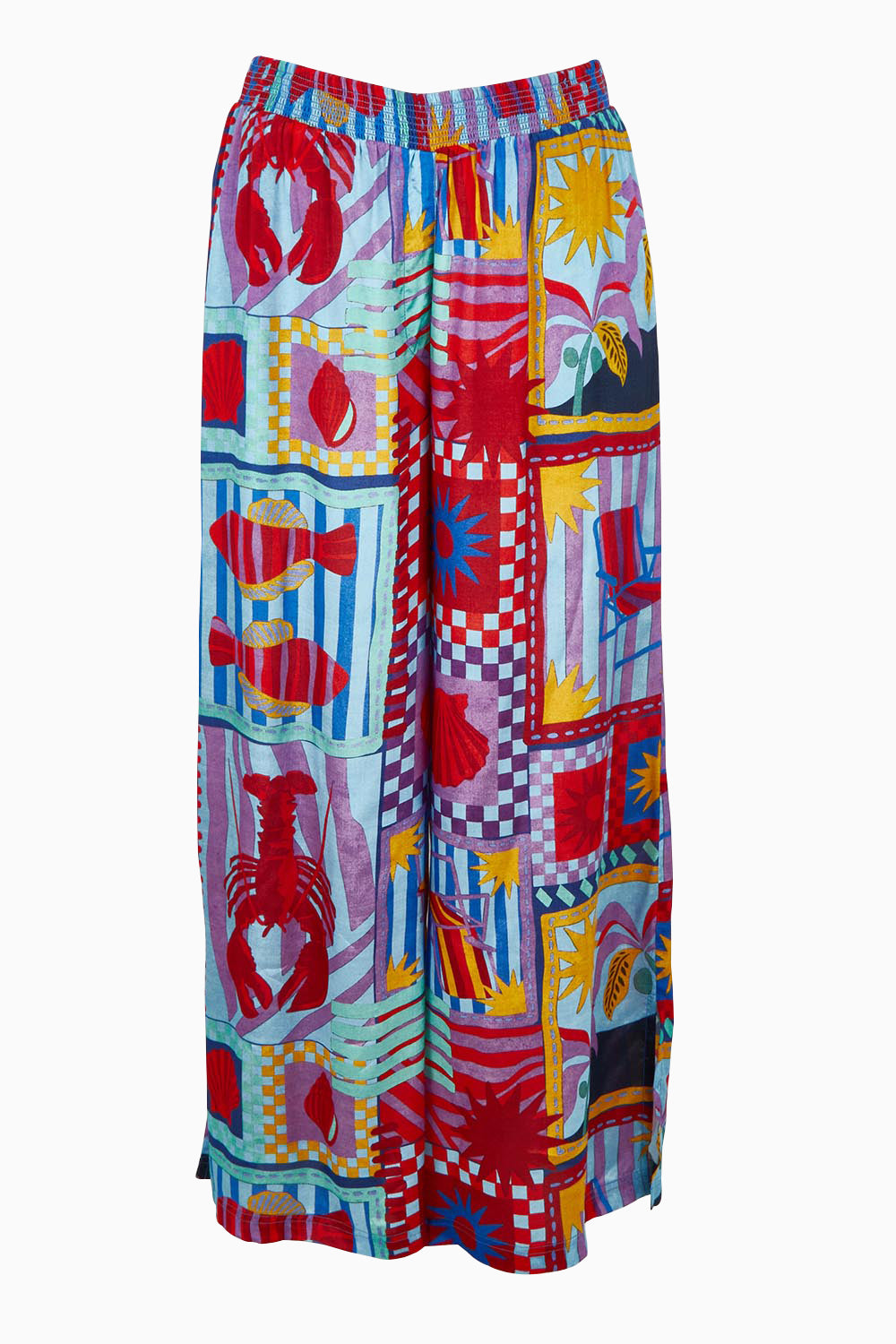 Product shot of the Straight Leg Pull On Pants in colour Lobster, from the front
