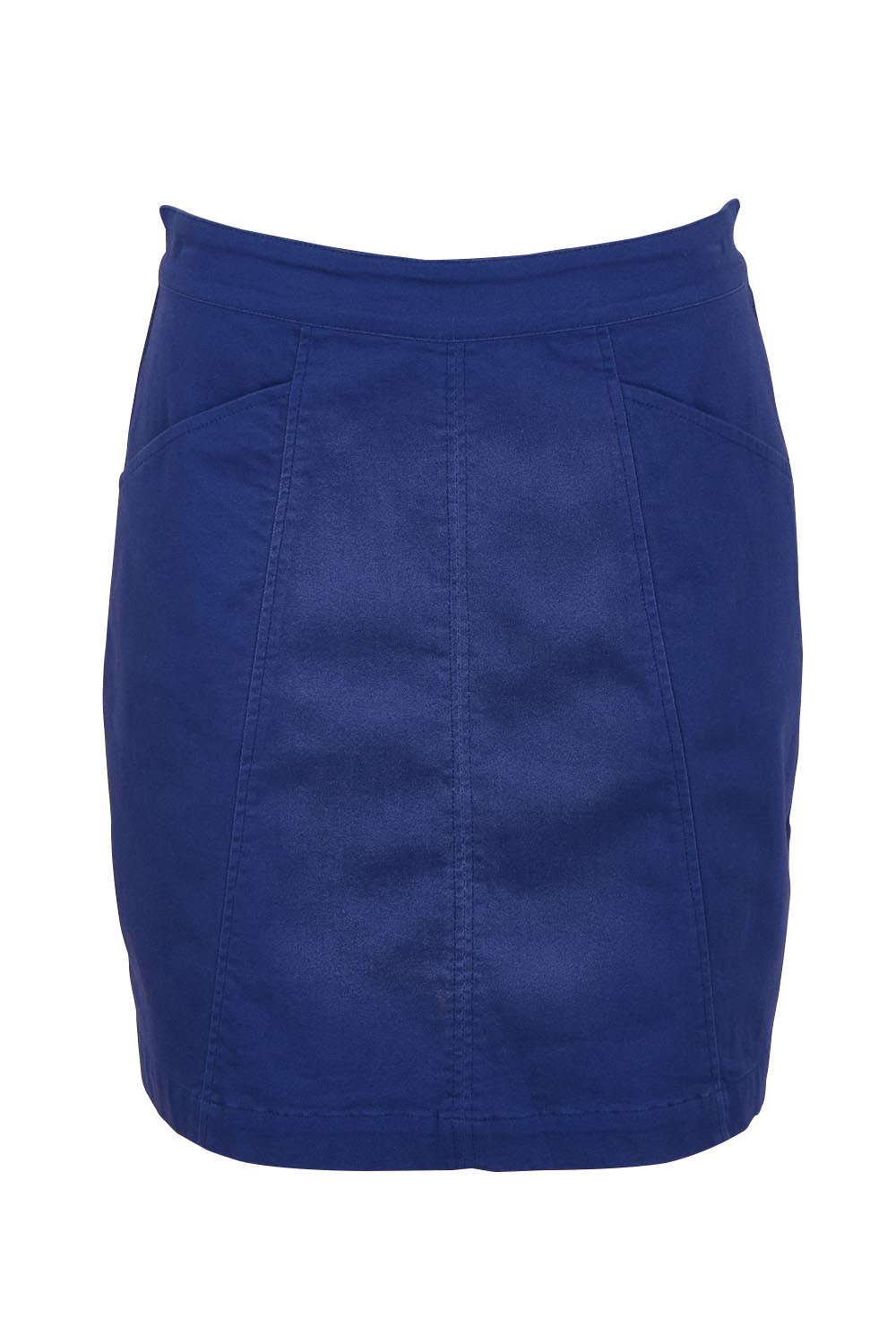 Product shot of the Cotton Stretch Pocket Skirt in colour Blue (Blue), from the front