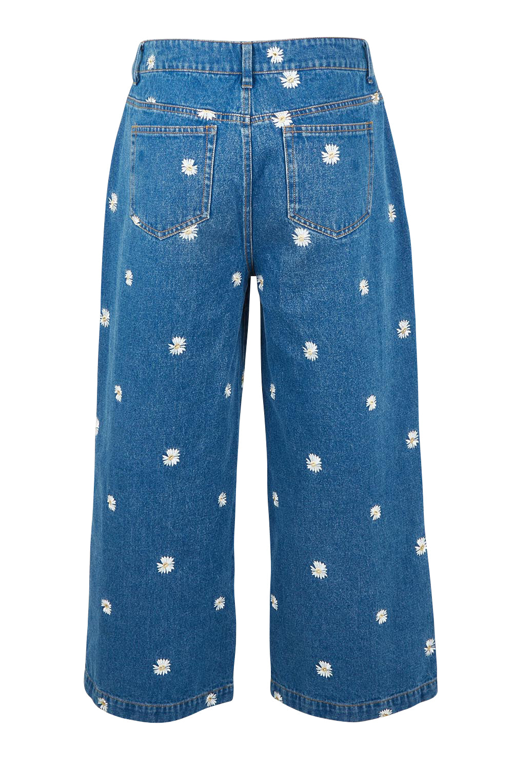 Product shot of the Daisy Cotton Crop Jean in colour Daisy (Blue), from the back