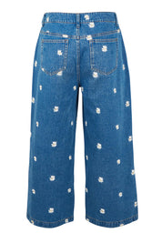 Product shot of the Daisy Cotton Crop Jean in colour Daisy (Blue), from the back