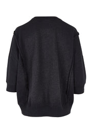 Product shot of the Heart 3/4 Sleeve Cotton Jumper in colour Blackbeige (Black), from the back