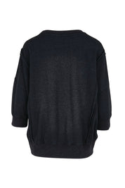 Product shot of the Heart 3/4 Sleeve Jumper – Blackblue in colour Blackblue, from the back