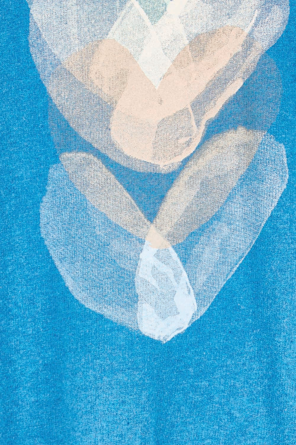 Product shot of the Heart 3/4 Sleeve Jumper – Bluebeige in colour Bluebeige, showing detail