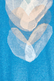 Product shot of the Heart 3/4 Sleeve Jumper – Bluebeige in colour Bluebeige, showing detail