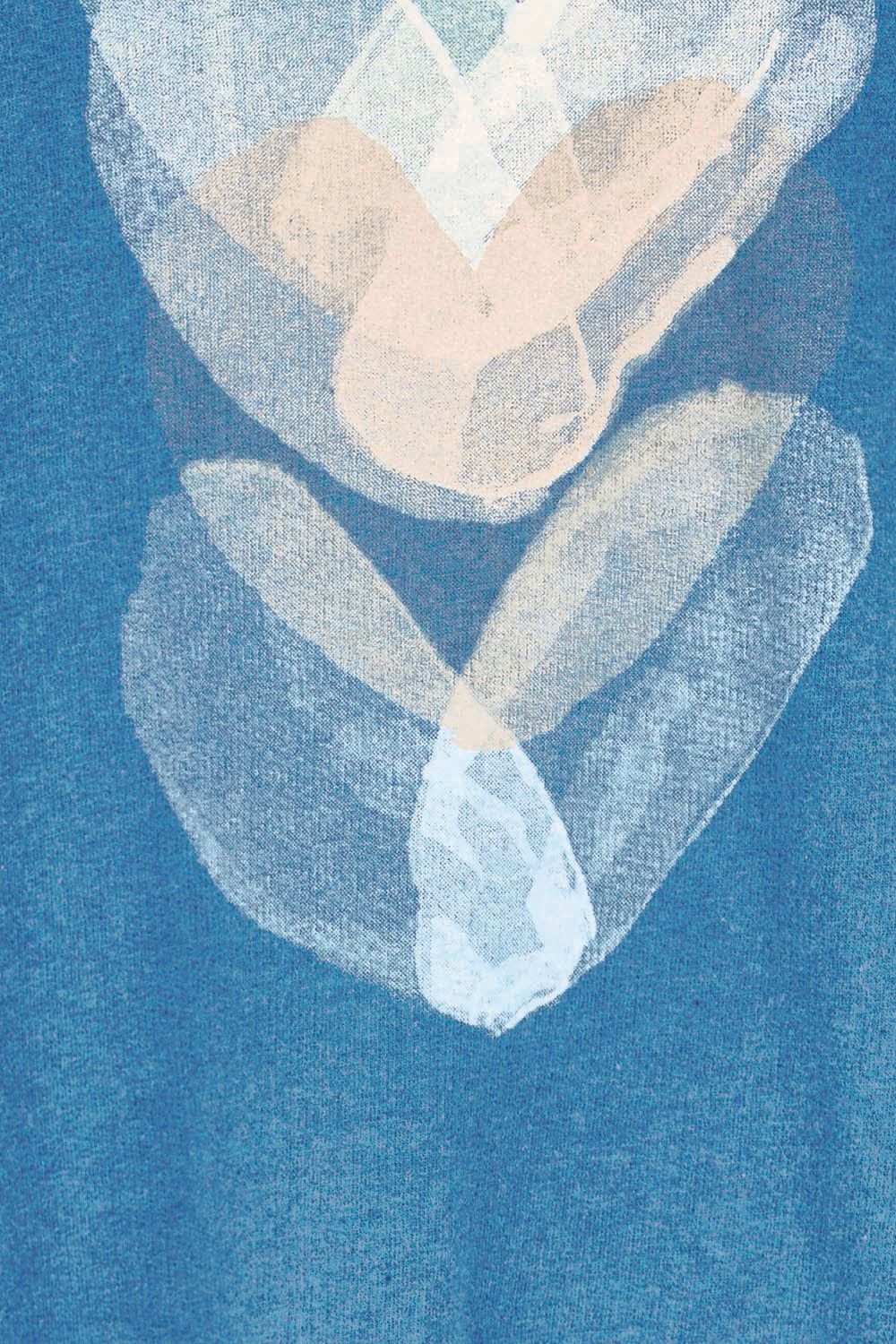 Product shot of the Heart Cotton 3/4 Sleeve Jumper – Bluebeige in colour Bluebeige, showing detail