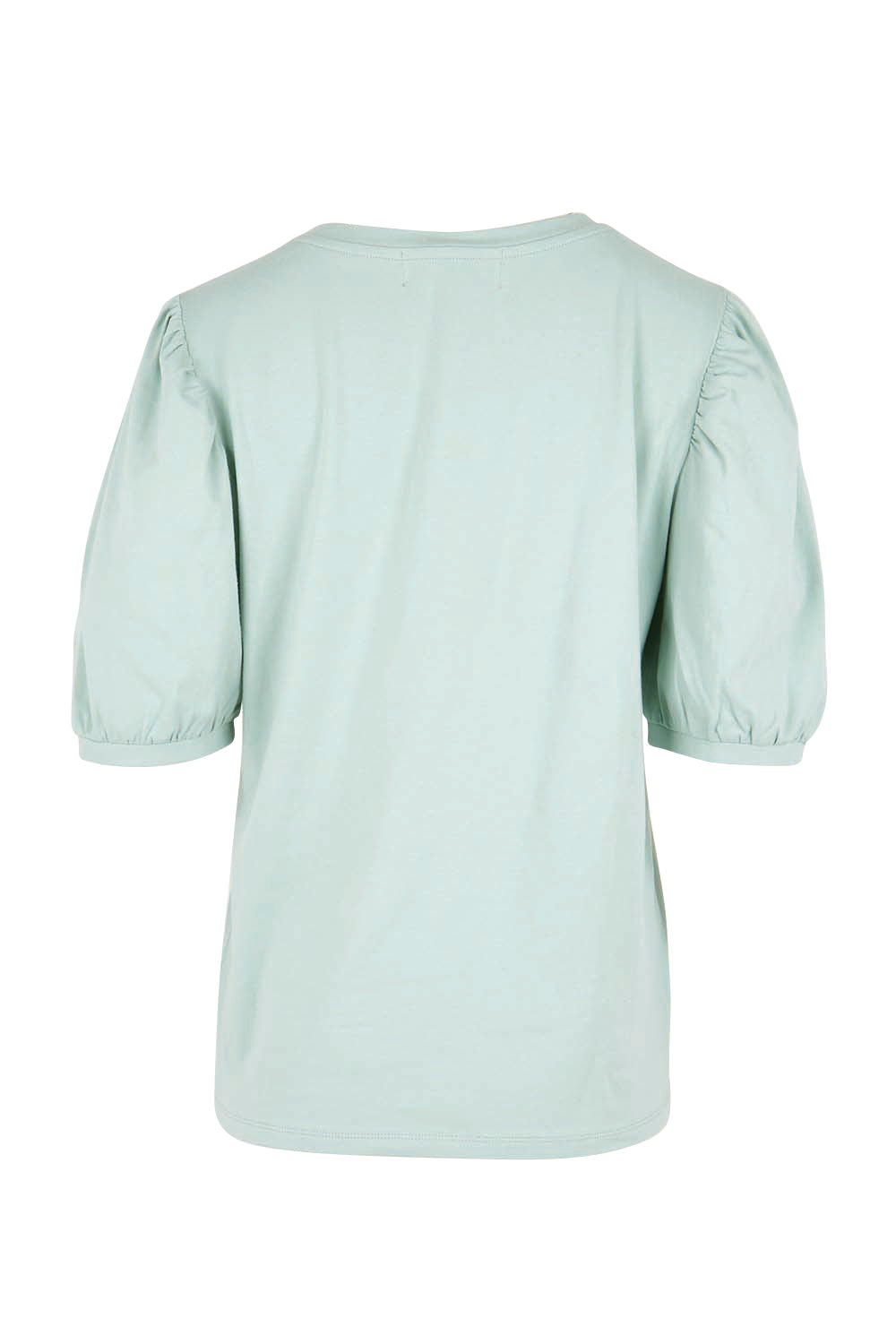 Product shot of the Cotton Jersey Puff Sleeve Top – Lightsage in colour Lightsage, from the back