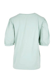 Product shot of the Cotton Jersey Puff Sleeve Top – Lightsage in colour Lightsage, from the back