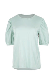 Product shot of the Cotton Jersey Puff Sleeve Top – Lightsage in colour Lightsage, from the front