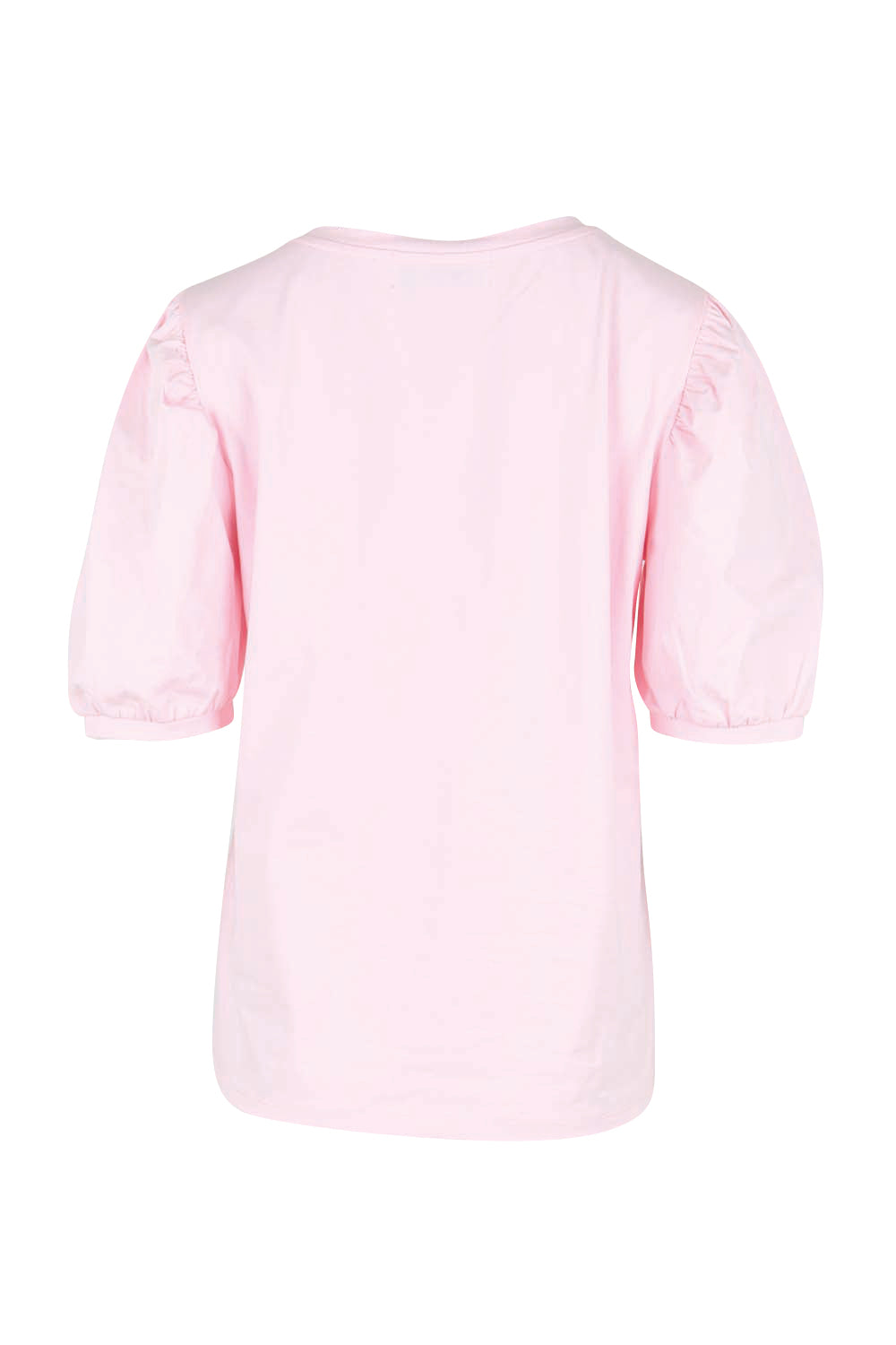 Product shot of the Cotton Jersey Puff Sleeve Top – Pink in colour Pink, from the back