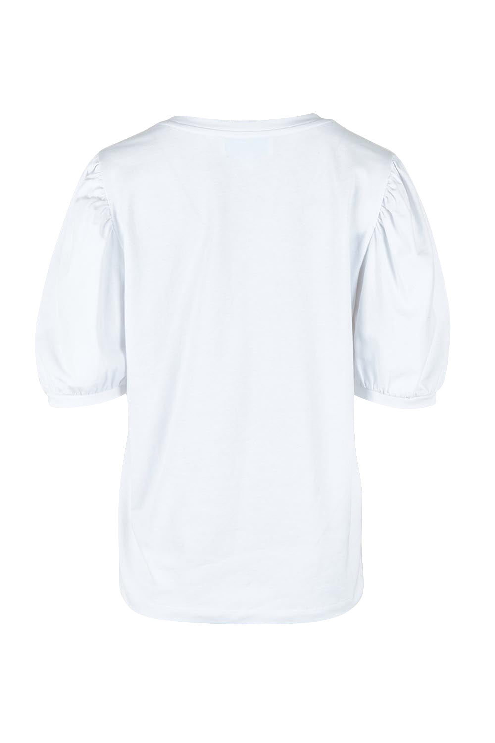 Product shot of the Cotton Jersey Puff Sleeve Top in colour White (White), from the back
