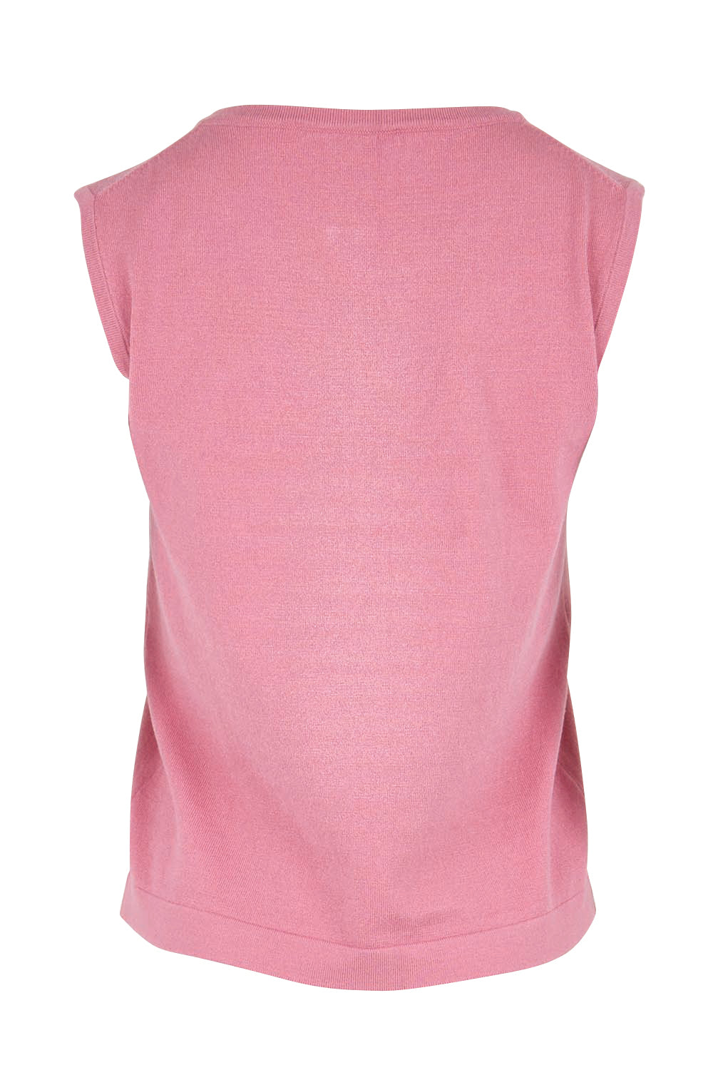 Product shot of the Knit Tank – Pink in colour Pink, from the back