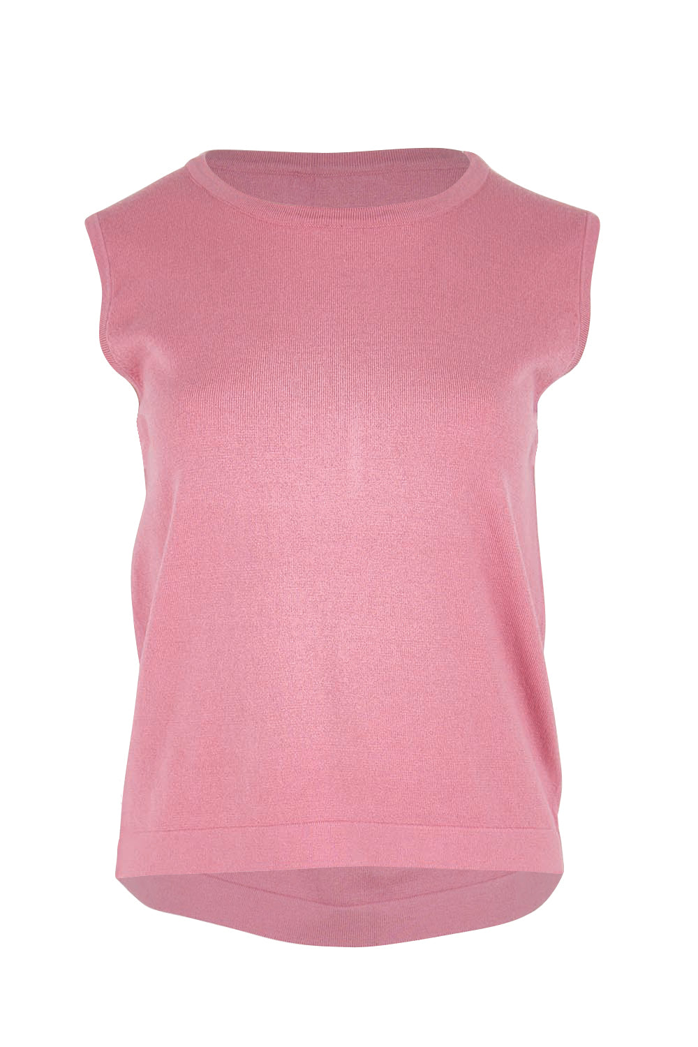 Product shot of the Knit Tank – Pink in colour Pink, from the front