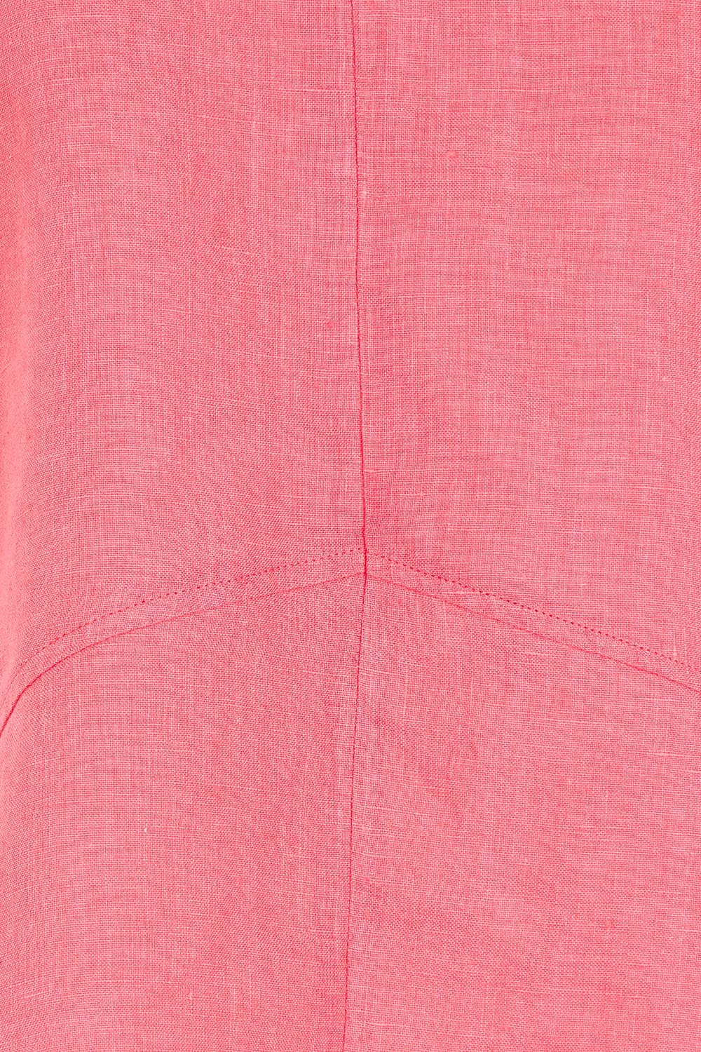 Product shot of the Linen Elastane V Neck Blouse in colour Melon (Pink), detail