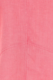 Product shot of the Linen Elastane V Neck Blouse in colour Melon (Pink), detail