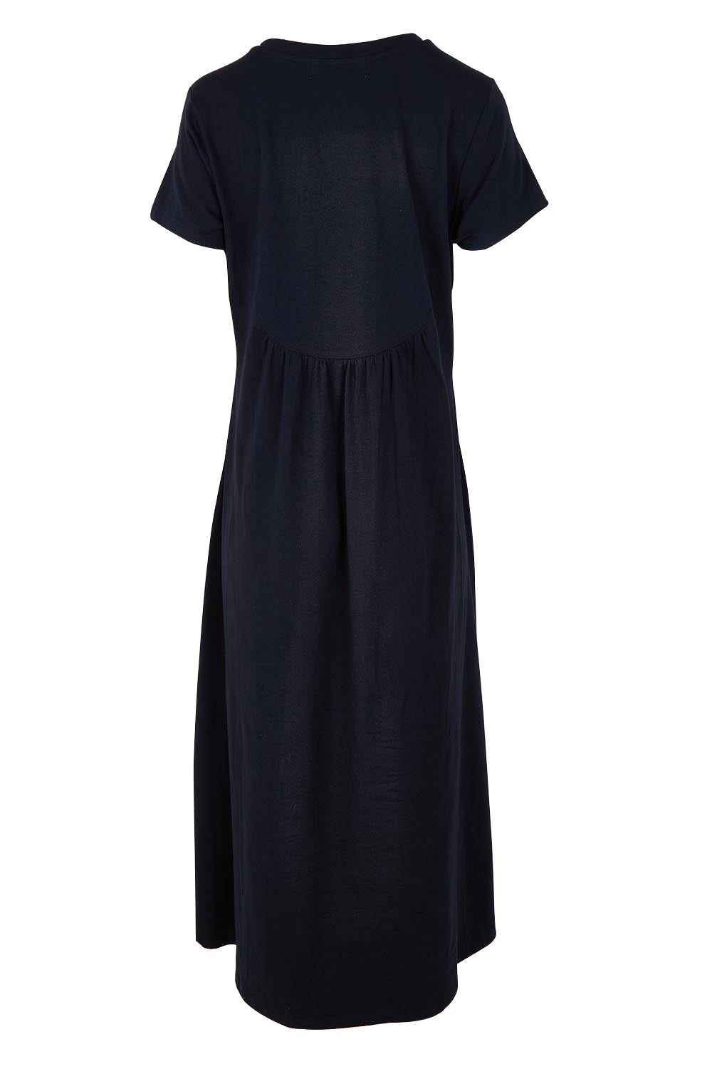 Product shot of the Heart Logo Cotton Dress in colour Deepnavy (Blue), from the back