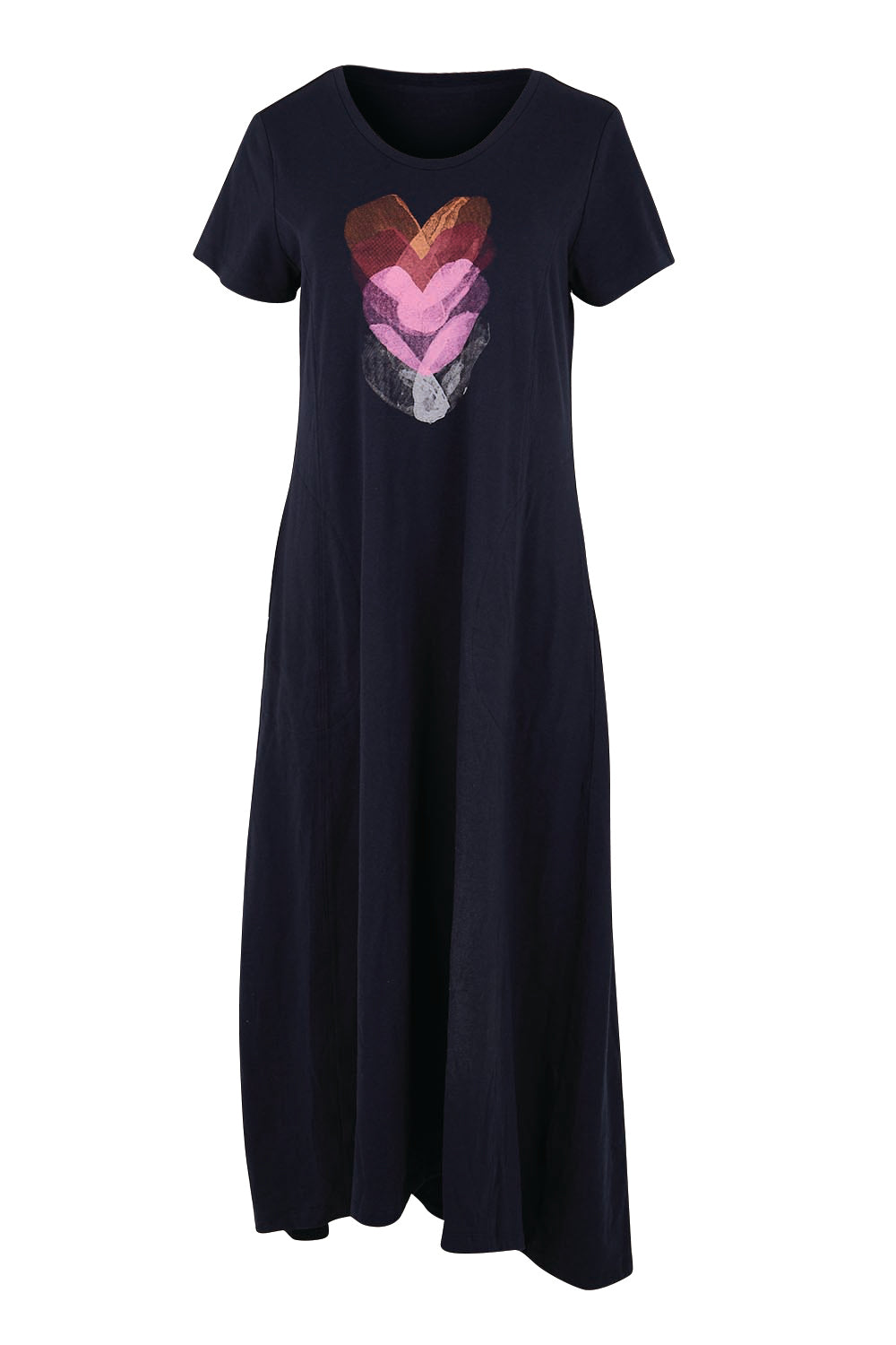 Product shot of the Heart Logo Dress – Inkpink in colour Inkpink, from the front