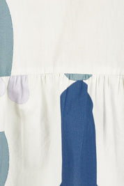 Product shot of the Cotton Tiered Blouse in colour Abstract (Blue), detail