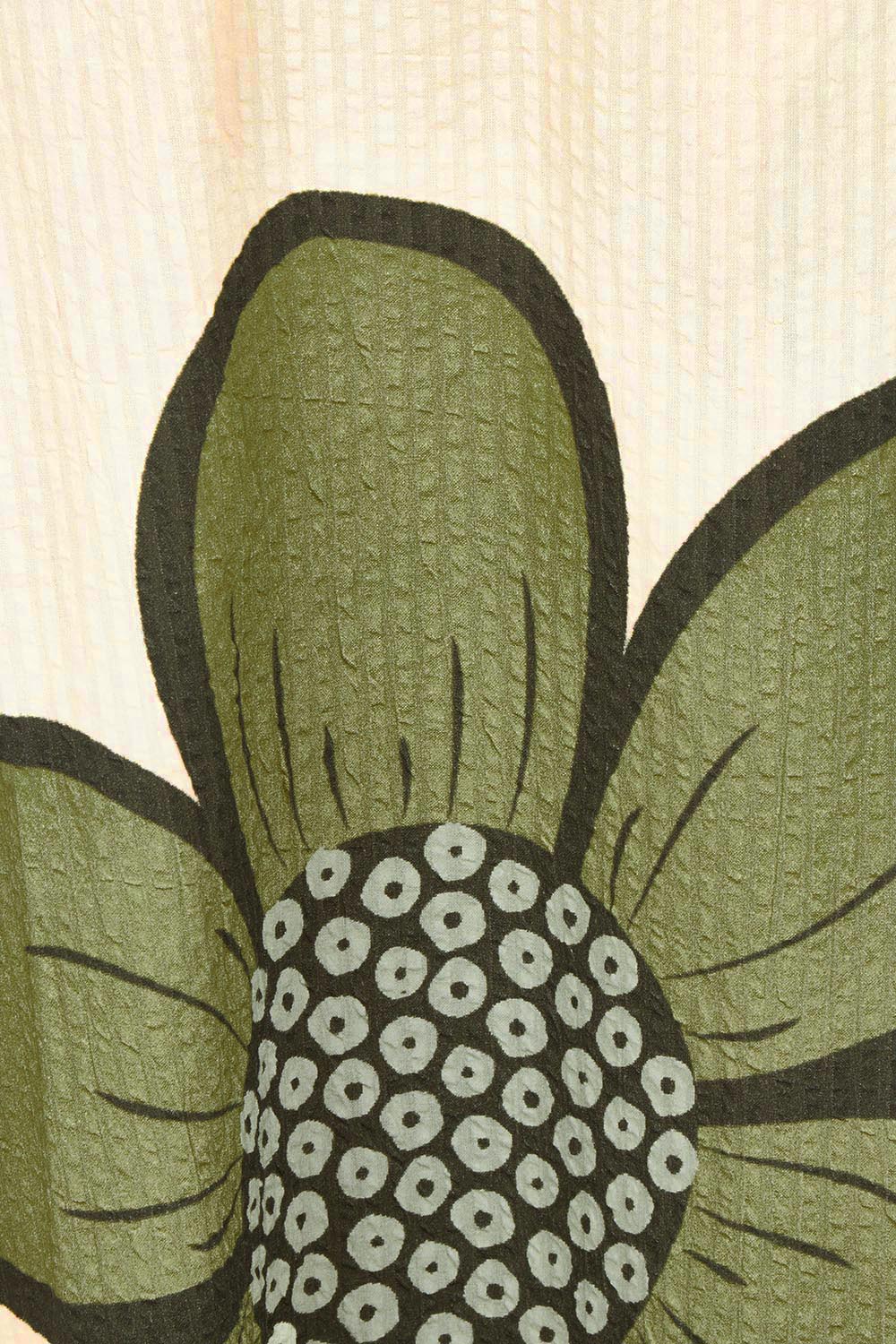 Product shot of the Cotton Flower Skirt in colour Boldflower (Green), detail