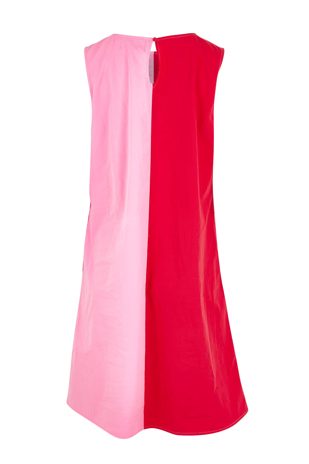 Product shot of the Cotton Ain colourLine Split Shift Dress - Redpink (Red), from the back
