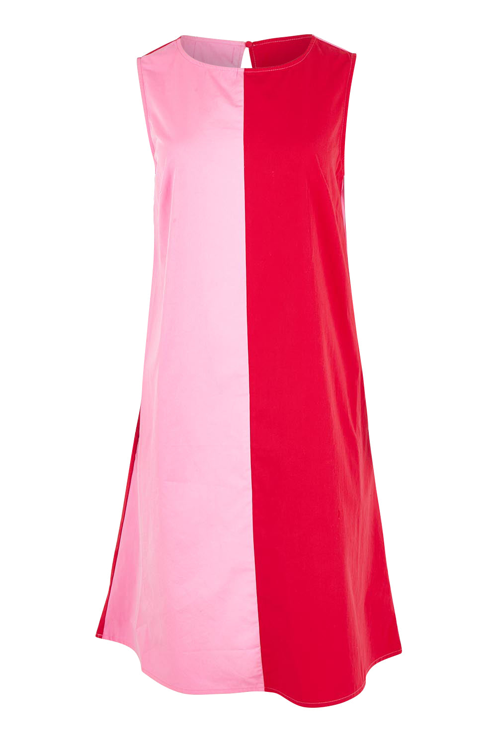 Product shot of the Cotton Ain colourLine Split Shift Dress - Redpink (Red), from the front