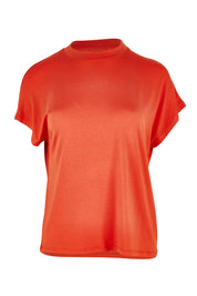 Product shot of the Cap Sleeve Tee in colour Tangerine, from the front
