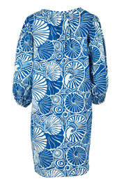 Product shot of the Cotton Sundress in colour Shell (Blue), from the back