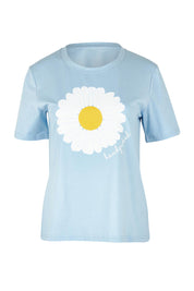 Product shot of the Cotton Daisy Tee in colour Blue (Blue), from the front