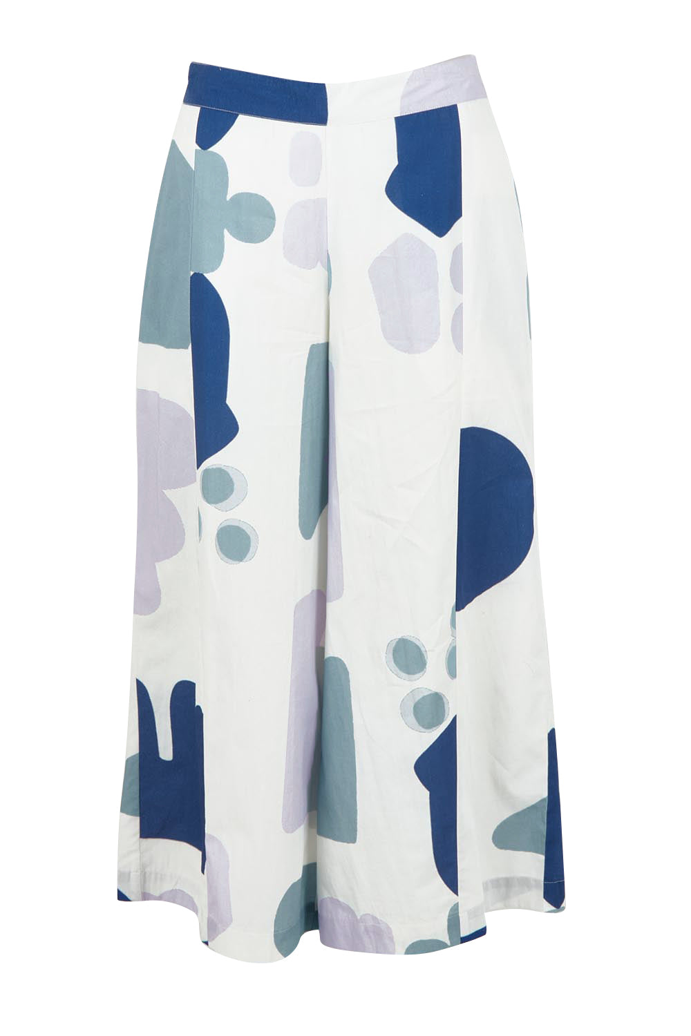 Product shot of the Cotton Pull On Pant in colour Abstract (Blue), from the front
