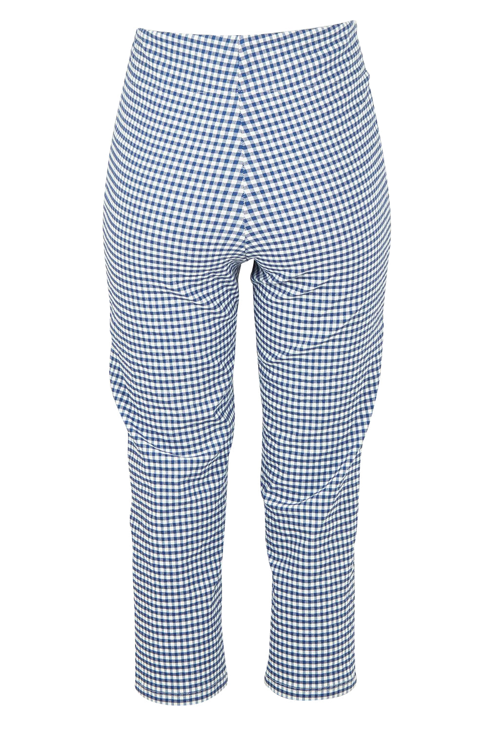 Product shot of the Check Cotton Pull On Pant in colour Blue (Blue), from the back